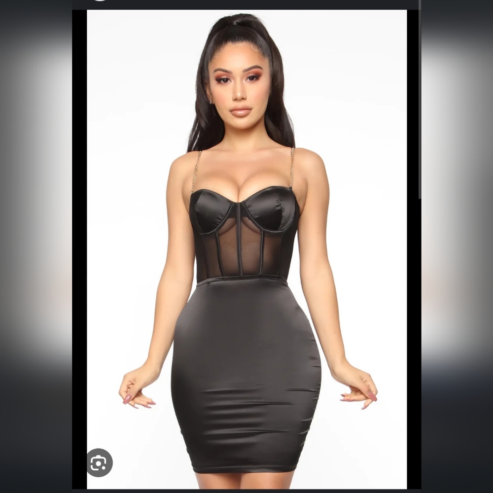 Fashion Nova XS black sexy in satin mini dress New with tags